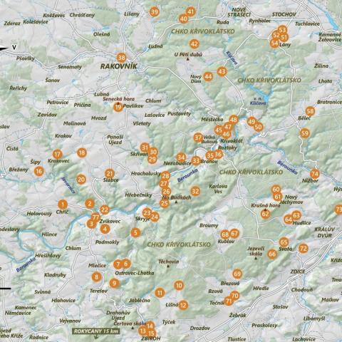 Křivoklátsko - mapa míst